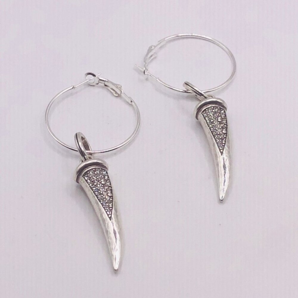 Brighton horn crystal earrings on non brighton hoops  NWOT